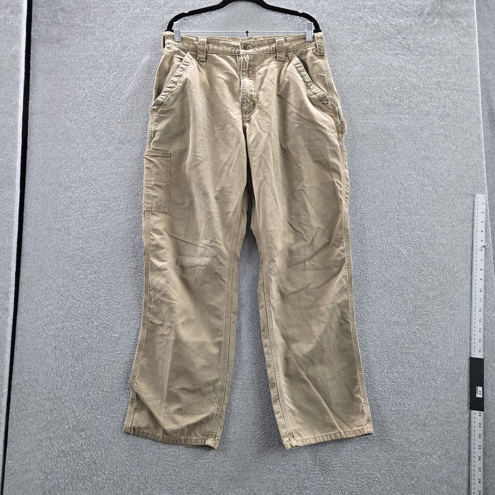 Carhartt Men Pants 34X32 Khaki Carpenter Canvas B151 DKH Work Pants 31" Y2K READ